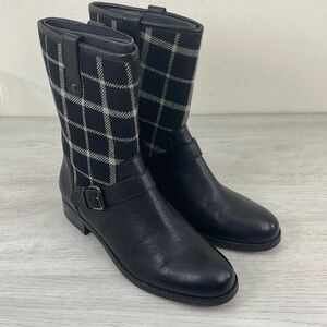 Coach Mackie Wool/Leather Plaid Boots